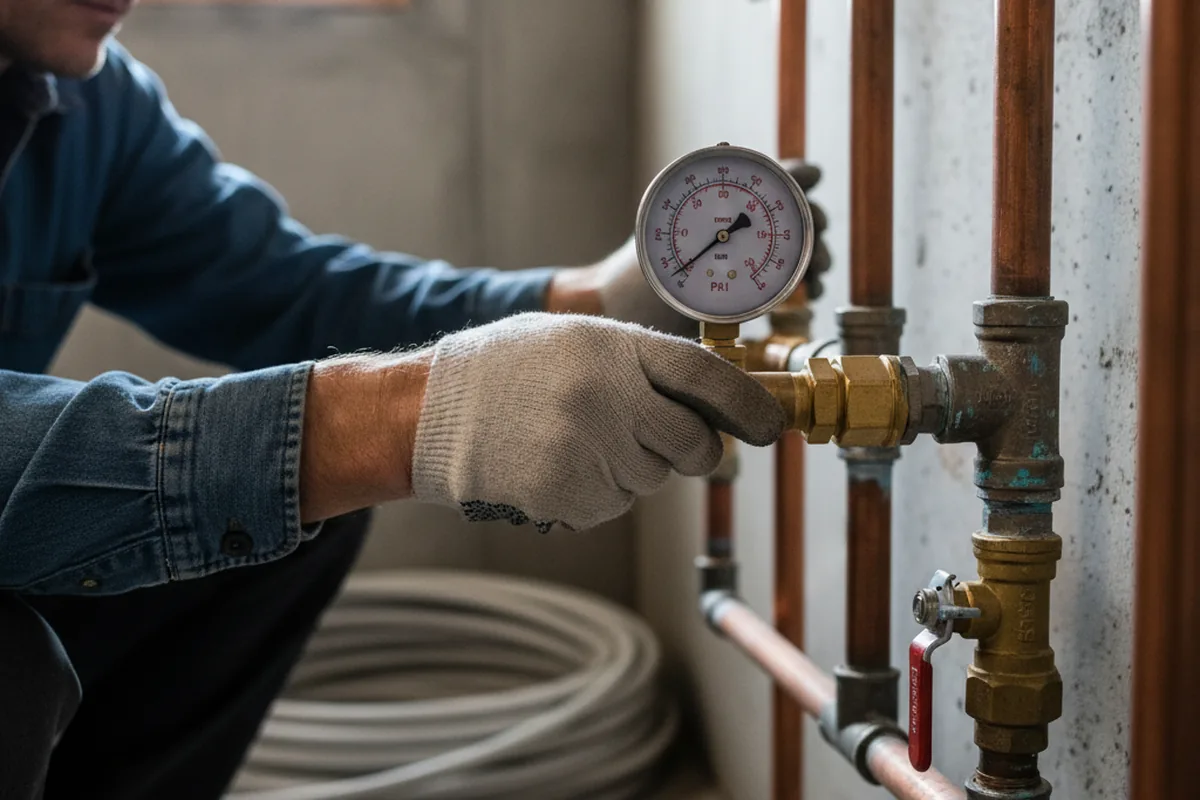 Pressure testing a repaired line during Water Line Repair in Mistletoe
